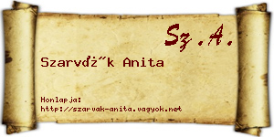 Szarvák Anita névjegykártya