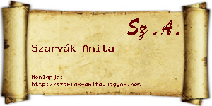 Szarvák Anita névjegykártya